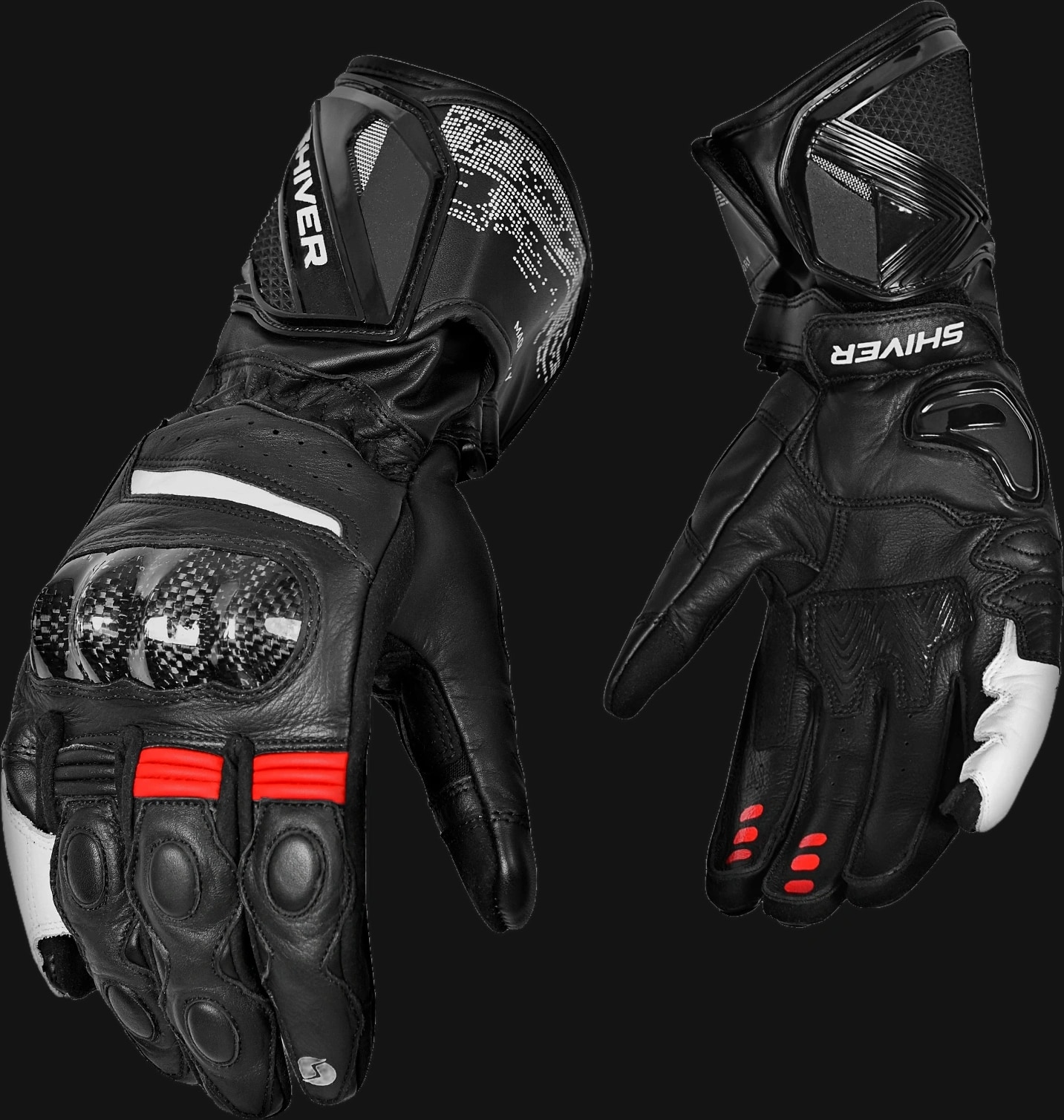 Luva Corsa Couro Preto e Vermelho
