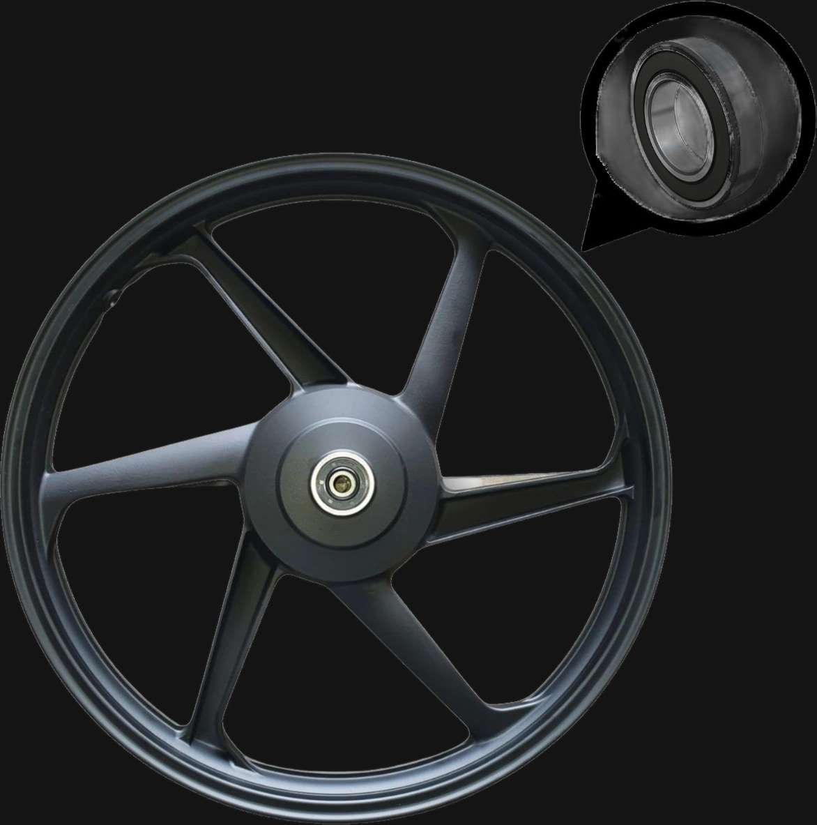 Roda Dianteira TITAN160 TITAN150 6 Pontas Preto Freio Tambor com Rolamentos Padrão