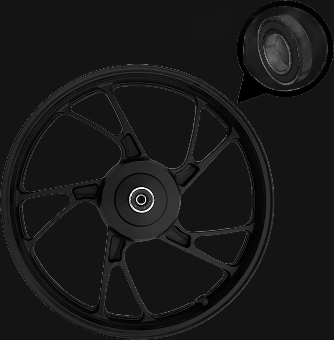 Roda Dianteira TITAN160 TITAN150 Pé de Galinha Preto Freio Tambor sem Câmara com Rolamentos Padrão