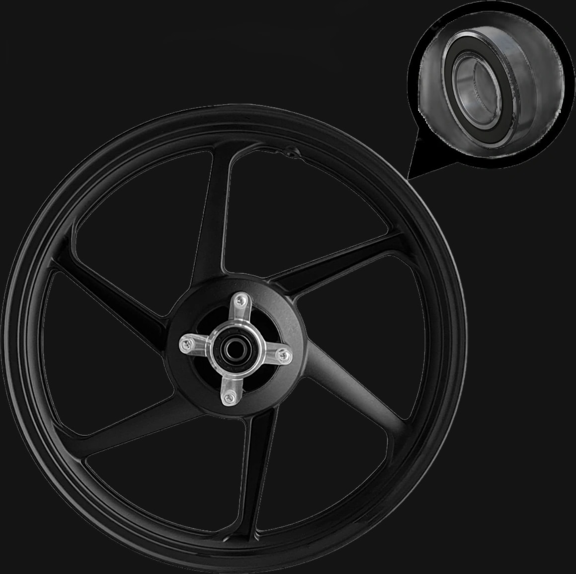 Roda Traseira TITAN125 6P Preto com Rolamentos Padrão