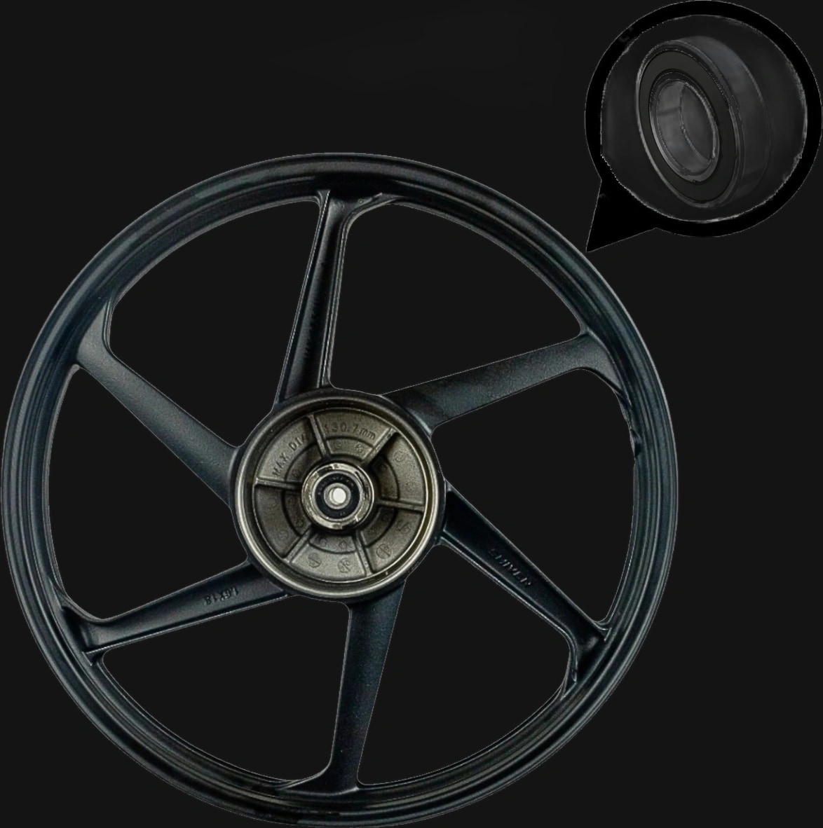 Roda Traseira TITAN160 TITAN150 START160 CARGO160 6 Pontas Preto com Rolamentos Padrão