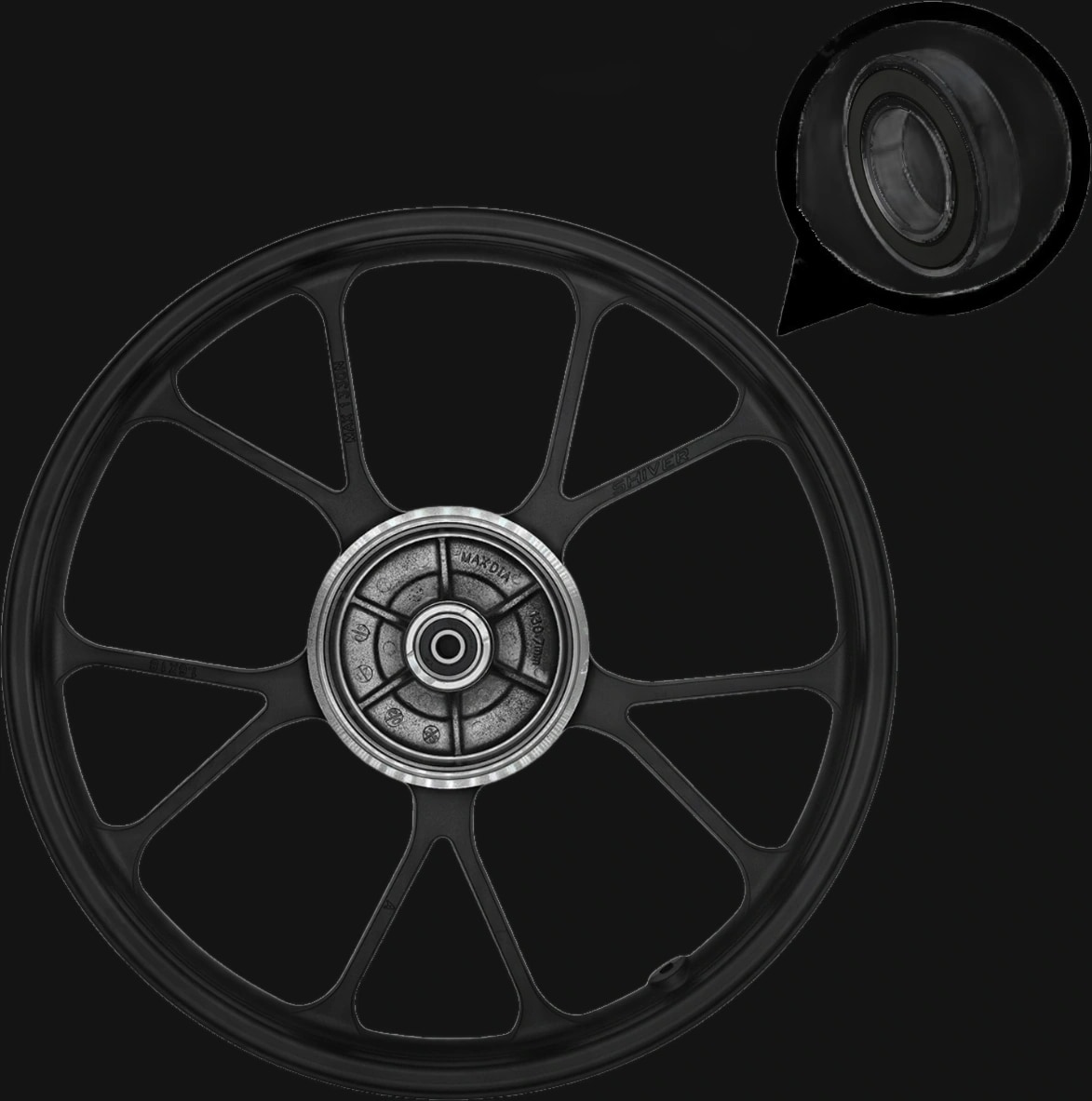 Roda Traseira TITAN160 TITAN150 / START160 CARGO160 Modelo V Shape Preto sem Câmara com Rolamentos Padrão