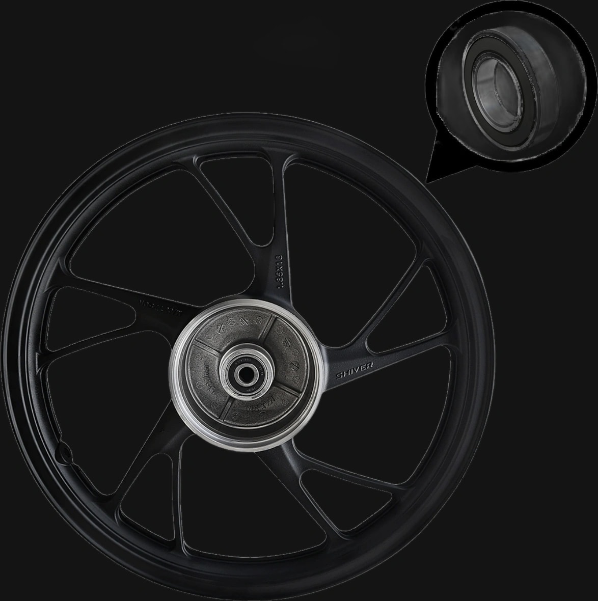 Roda Traseira TITAN160 TITAN150 / START160 CARGO160 Pé de Galinha Preto sem Câmara com Rolamentos Padrão